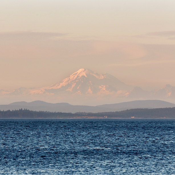 Mount Baker rising above the ocean