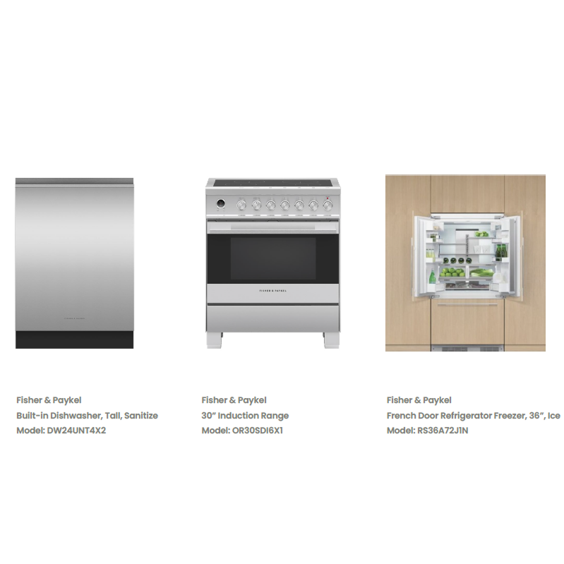 Fisher & Paykel dishwasher, stove, and fridge