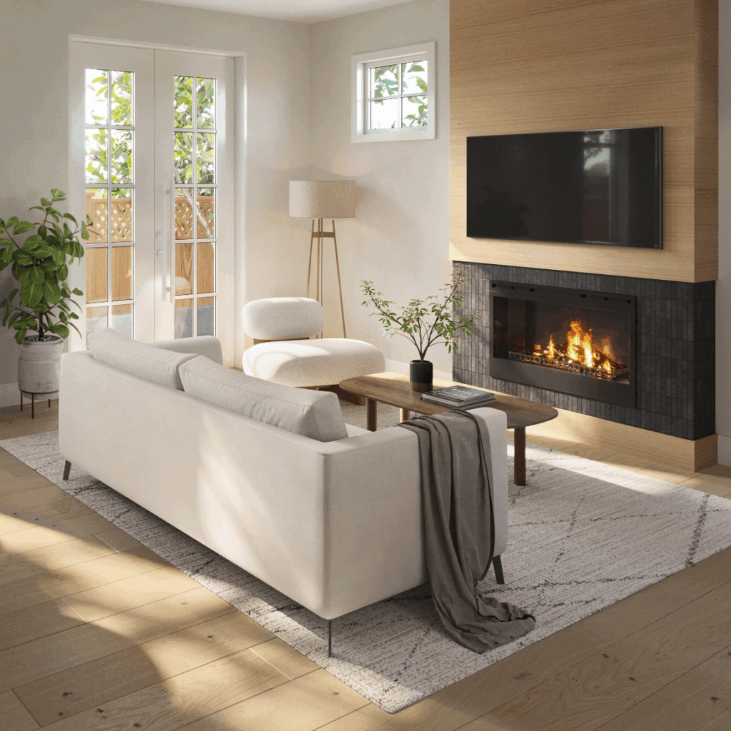 Living room with hardwood floor