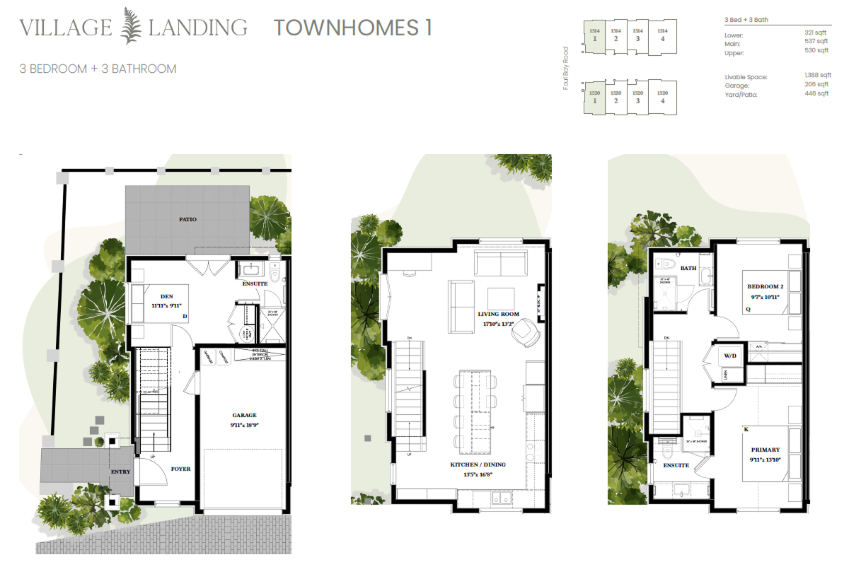 Floorplans for townhome 1