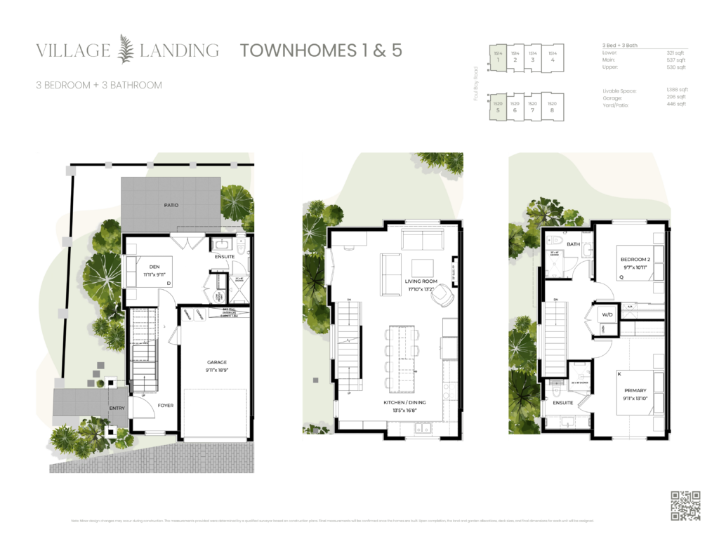 Floorplans for townhomes 1 & 5